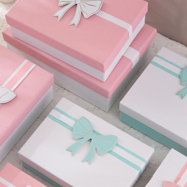 Sky Lid Gift Box Set Long Rectangular Cosmetics Scarf Packaging Bow Accent Design Premium Cardboard Boxes