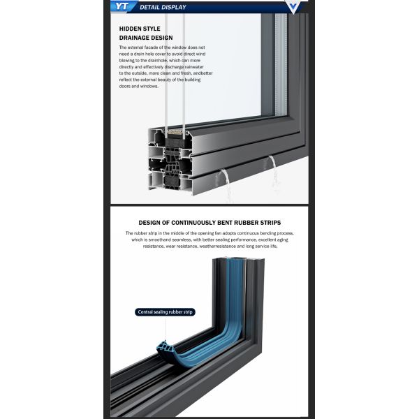 Modern Aluminum Alloy Soundproof Casement Window with Double-layer Tempered Glass for Bedroom Bathroom Living Room & School