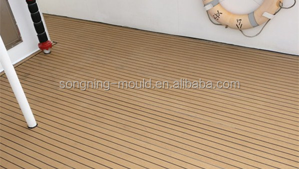 Non-Skid Soft PVC Yacht Decking Floor Width 190mm/50mm Teak/Grey Finish for Yacht