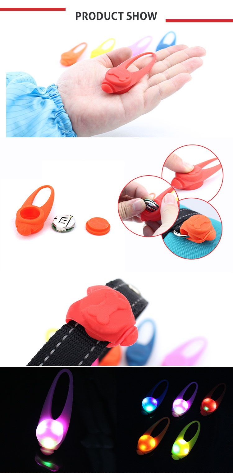 Silicone Night Pet Blinker Dog Safety Lights With Flash Options 8 Colours
