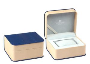 Wholesale Blue Leather Twist Single Watch Box Ribbon Material Custom Logo Color High Grade from china suppliers