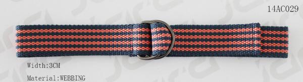 Quality Navy / Orange Cool Web Belts With Mixed Colors / Double D Rings Buckles 3cm Width for sale