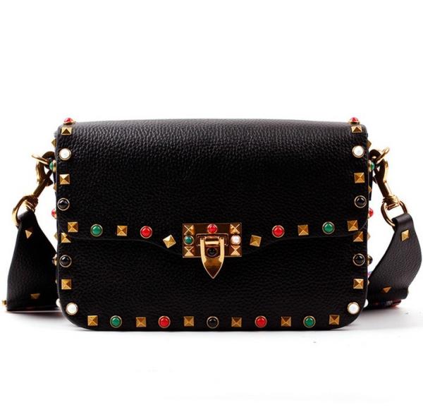 2016 new European and American women's shoulder bag bag diagonal color rivet