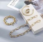 American Fashion 14k Gold Charm Bracelet INS Style Simple Gold Buckle Bangle