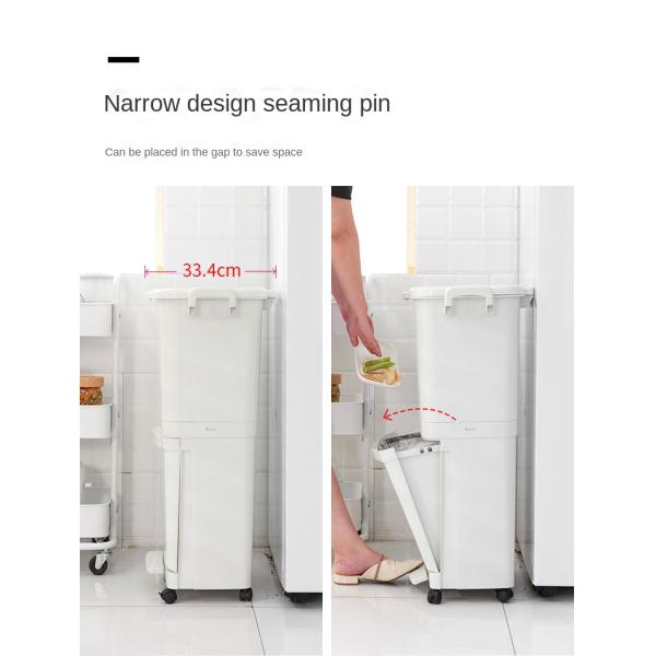 Double-layer Kitchen Household Dry and Wet Separation with Lid Deodorant Pedal Sorting Trash Can