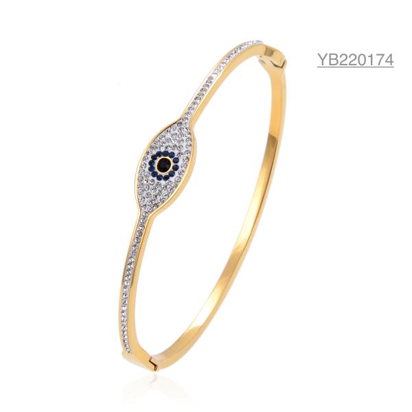 Stainless Steel Ladies Gold Plated Bracelet Bangle Jewelry Type eyes Bracelets