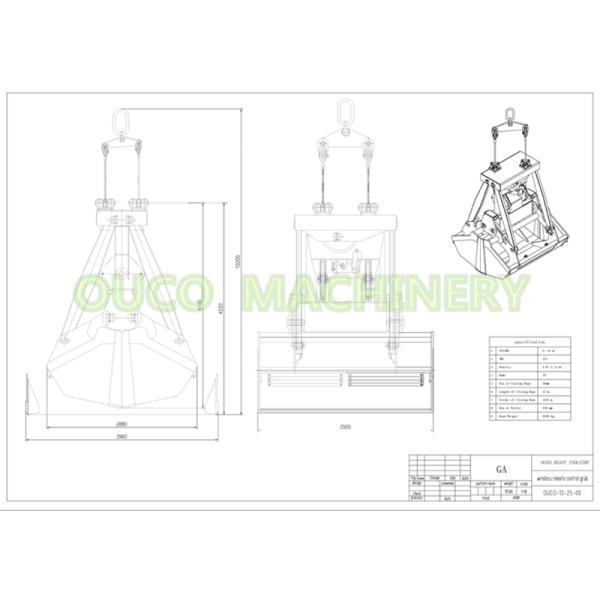 6-15 m3 Wireless Radio Remote Control Clamshell Grab Bucket Suitable For All Cranes