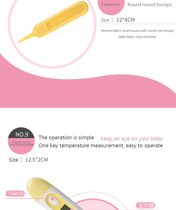 Wholesale Portable EVA Baby Care Kit For Newbron Nail Trimmer Hair Brush Thermometer Kit Baby Care Set
