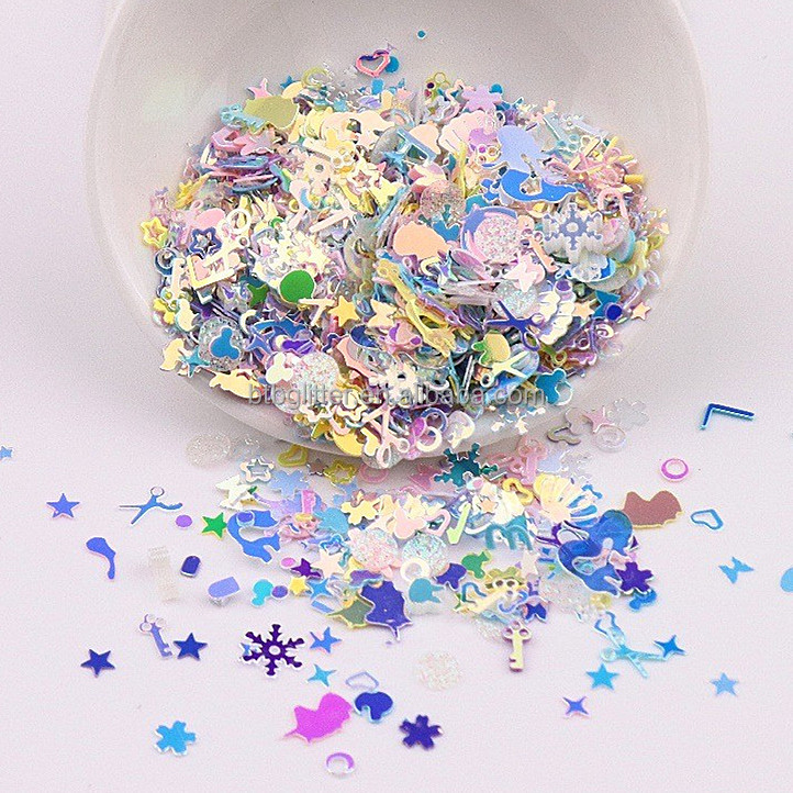 Fashionable Scissors Shell Key Hollow Four Corners Glitter Shaped Mixes Nail Art Nail Polish Nail Gel Decoration for Dog