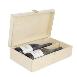 Wholesale Torched Double Bottle Wooden Wine Box Top Handle Hinged Lid Carrier from china suppliers