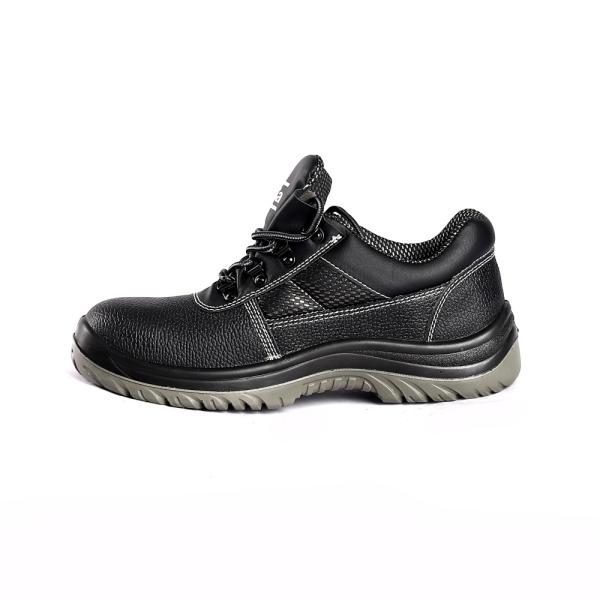 Steel Toe Work Footwear PU Sole Embossed Cow Leather Mesh Upper Leatest Safety Shoes