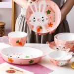 OEM ODM Pink 21pcs Childrens Ceramic Dinner Set Home Hotel Use