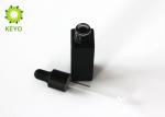Matte Black Empty Essential Oil Bottles , Square Shape 10ml Glass Dropper