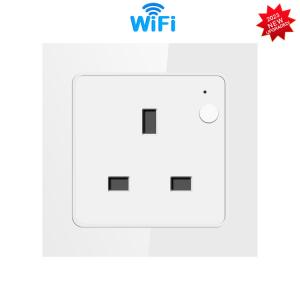 Wholesale Tuya Wifi Smart 16 Amp Socket UK Remote/Voice Control Glass Panel Smart Electrical Outlet from china suppliers