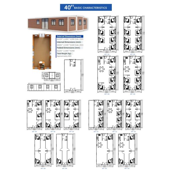 40FT Modular Container House with Galvanized Steel Frame for Fast Installation and Extendable Design