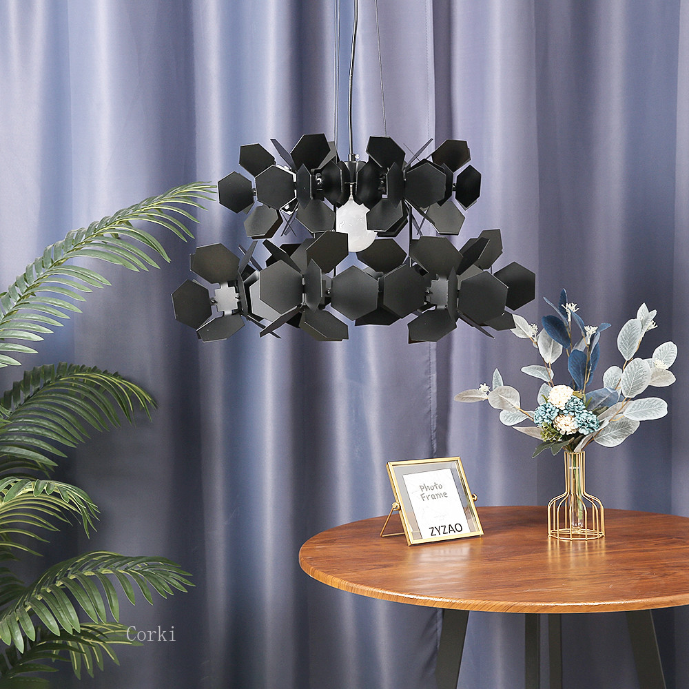 Modern White Black Simple Chandeliers Dining Room Living Room Geometric Cumulus Chandelier(WH-MI-346)