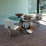 Marble Banquet Hall Restaurant Circular Dining Table With Stainless Steel Legs