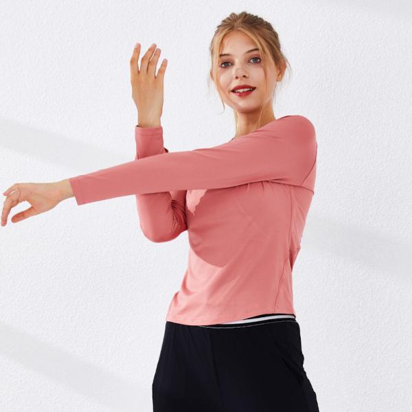 Women Round Neck Long Sleeve With Strap T-shirt Quick Dry Sport Yoga Fitness