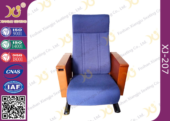 Wood Box Armrest Conference Hall Chairs With Foldable PU Foam Seat