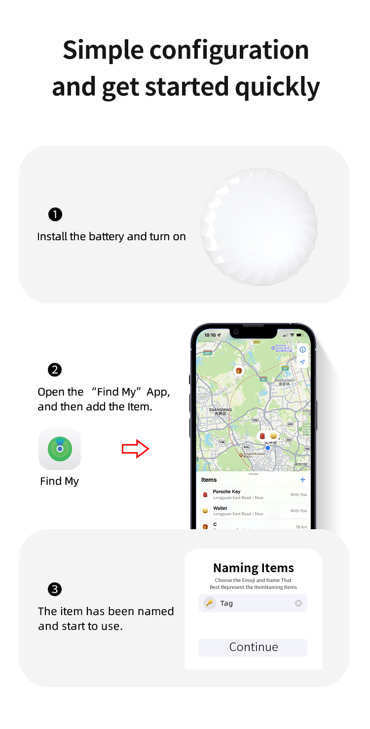 80-100dB Bluetooth Mini GPS Lost Item Tracker Finder Device for Apple Find My Key ITag IOS System