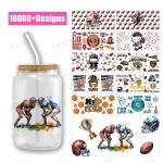 UV DTF Transfer Cup Wrap Stickers For Glass Tumblers Custom Logo Rugby Sports