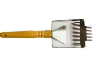 China Mini Honey Uncapping Tools Bee Brush Stainless Steel Double Head Handle for beekeeping on sale