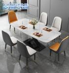 Non Corrosion Apartment Minimalist Marble Dining Table Metal Rectangular