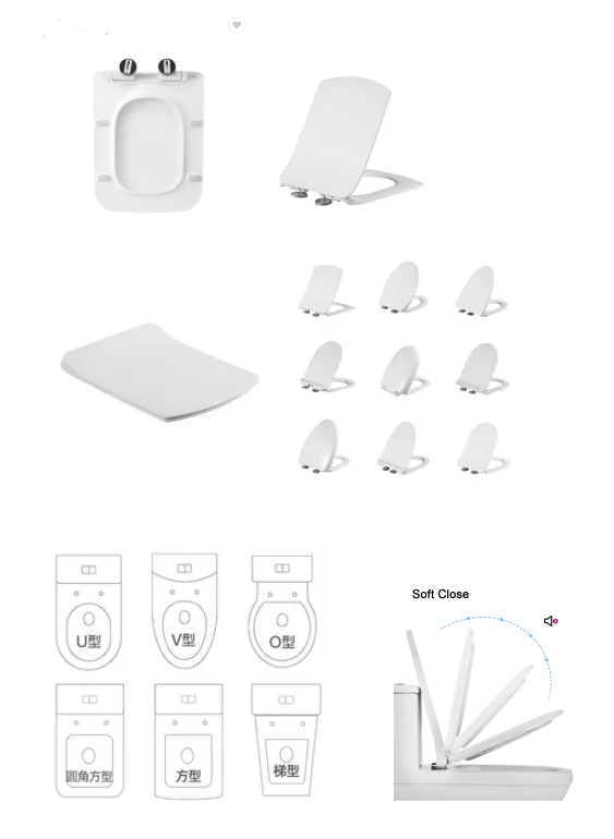 Polypropylene Materials Modern Design Soft Closing Square Shape Toilet Seat Cover
