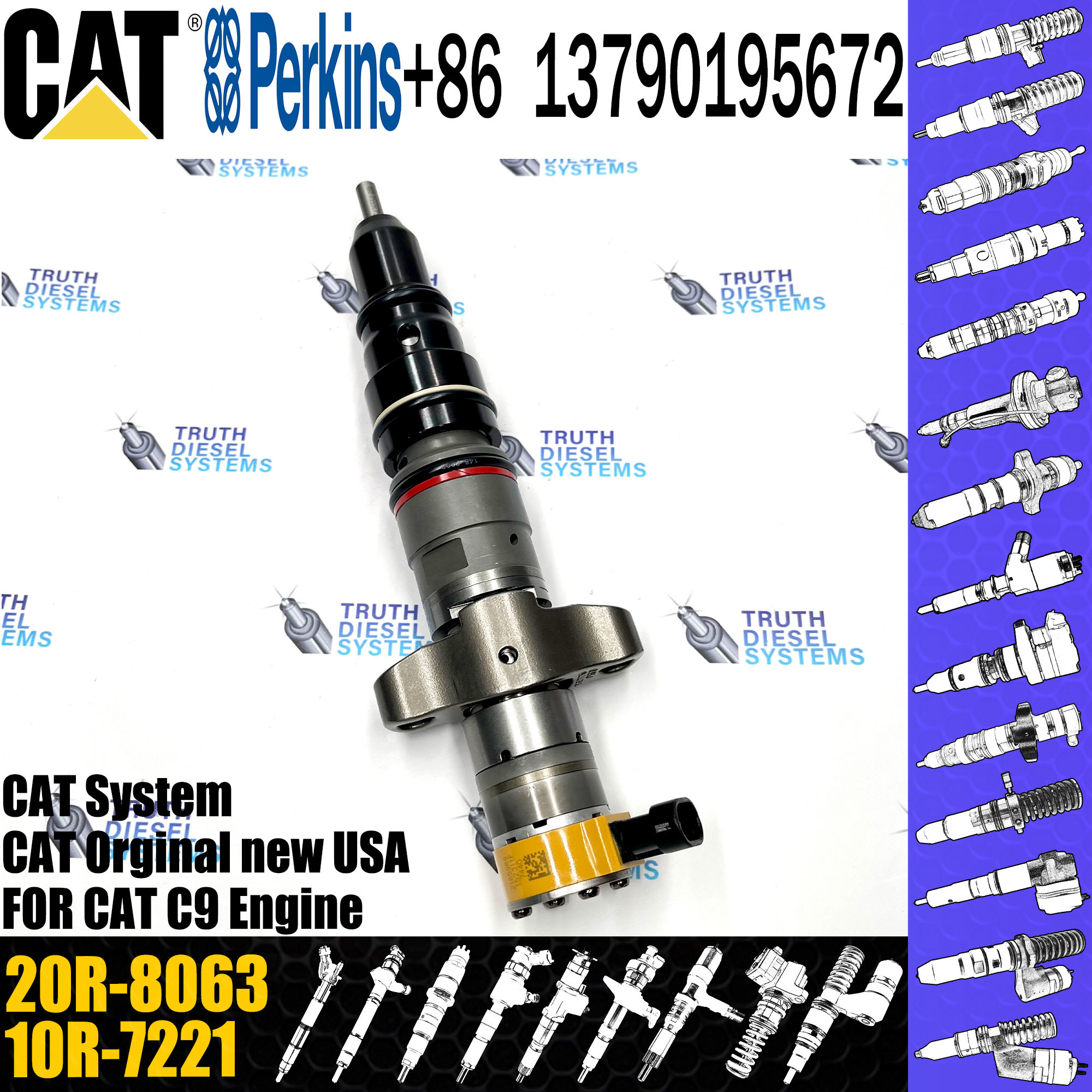 Diesel Fuel Injector 328-2573 20R-8063 557-7634 293-4071 10R-7222 10R-4764 577-7633 20R-8064 For Caterpillar C9