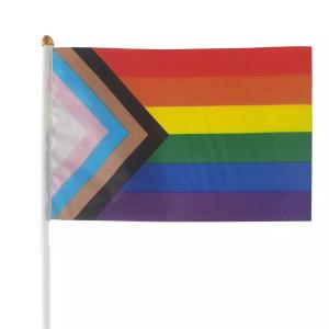 Wholesale Printed Handheld Progress Pride Flag Waterproof LGBT Rainbow Flag from china suppliers