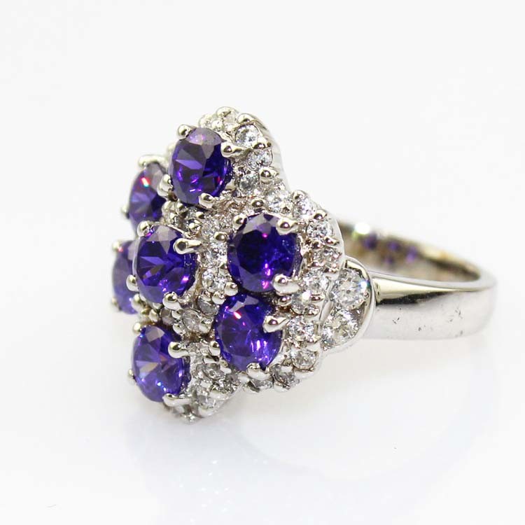 Fashion Jewelry Larger 925 Silver Ring with Created Blue Cubic Zircon Ring(FR009)