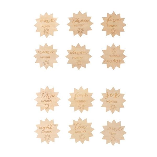 Hot Sale Newborn Wood Baby Birth Monthly Milestone Recording Markers Cards
