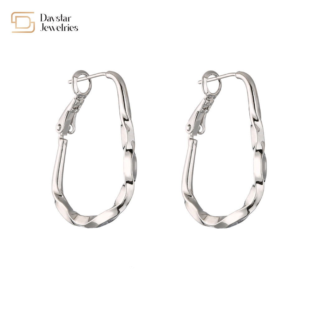 Geometric Rhinestone 18k Gold Plated Earrings , Diamond Huggie Hoop Earrings
