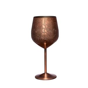 China Brused Copper Stainless Steel Wine Glasses Metal Unbreakable Stemmed Wine Glasses Goblet on sale