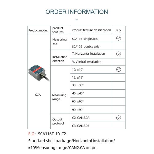 SCA116 Mems Dual Axis Digital Inclinometer CAN2.0A High Precision For Construction
