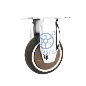 Wholesale 3'' Rigid Plate Brown Color Furniture Casters 121LBS Capacity Soft TPR Wheels For Shelves OEM from china suppliers