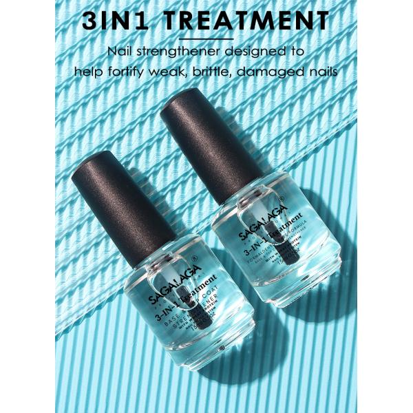 3 in 1 Nail Hardener Repair Strengthen for Damaged and Thin Nails Top&Base Coat