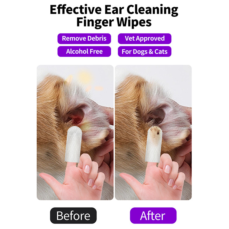 4x8cm Nonwoven Fabric Pet Wet Wipes Gentle Finger Ear Cleaner For Dogs