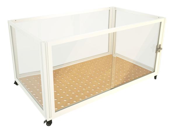 White Pet Carrier Training Cage Metal Dog Cage With 4 Wheels Sliding Doors