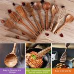 LFGB Wooden Kitchen Utensil Set 9Pcs Spatula Spoon Storage Bucket Cooking