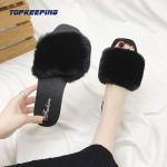 1E0041 Wholesale New Furry Fur Plush Slipper For Woman