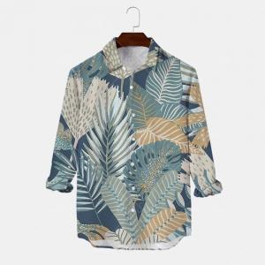 China                  Fashion Trend Men′s Printed Hawaiian Resort Long-Sleeved Men′s Shirt.              on sale