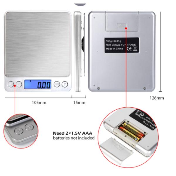 Portable and Accurate Santwell Portable Digital Gram Scale 12.7*10.6*1.6cm Size ±0.03g Tolerance Multiple Weighing Types