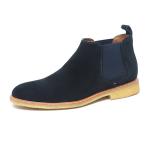 Dark Blue Fashionable Mens Genuine Leather Chelsea Boot