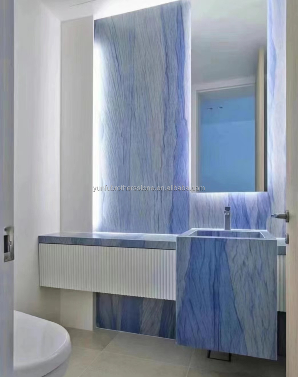 Directly Sell Honed Azul Imperial Slab Blue Sky Quartzite Grand Skylight Marble Tile