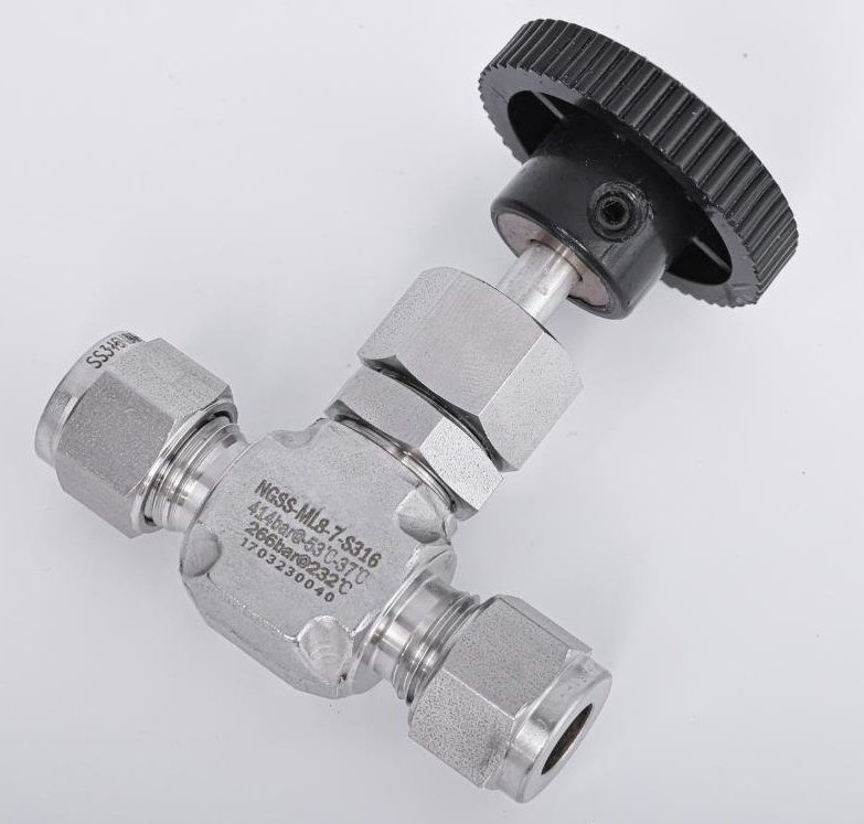 SS316 Stainless Steel Double Ferrule Needle Valve Straight Compression End Knurled Handwheel Needle Globe Valve