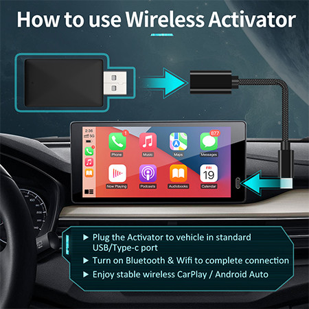 2-in-1 Mini USB Wireless Carplay Adapter Supports Original Car Wired Carplay to Wireless Carplay Android Auto Car Box