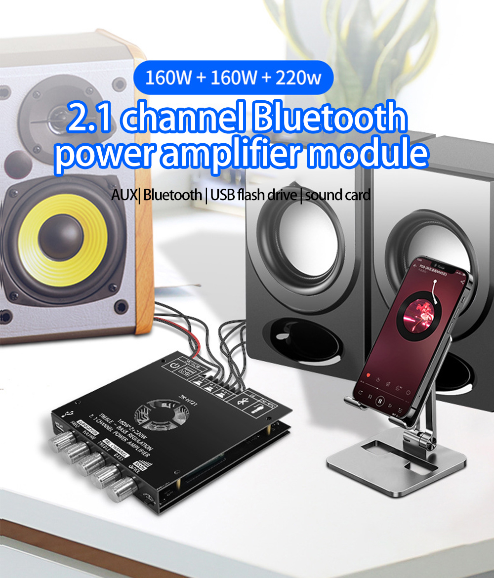 ZK-AS21 2.1 Channel Audio Amplifier Module TPA3255 Subwoofer 220WX2+350W 220WX2+350W Amplifier Board ZK-AS21