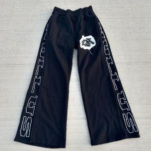 Wholesale Custom Windbreaker Nylon Jogging Wide Leg Baggy Pants Men's Jogger Oversized Sweatpants Side Zipper Print Flare Sweat Pants Men from china suppliers