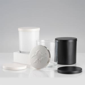 Wholesale 14oz Clear White Candle Jar With Metal Lid Iron Cylinder Type For Candle Making Home Decorating from china suppliers